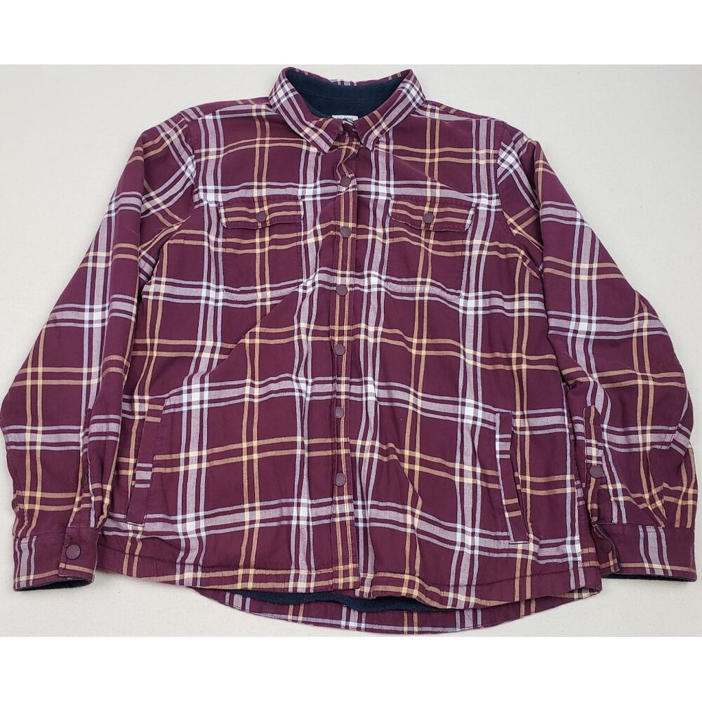 LL Bean Mens Burgundy Plaid Fleece Lined Light Jacket Sz XL EXCELLENT CONDITION!